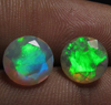 8x8 mm - Match Pair Faceted Round Cut - AAAAAAAAA - Ethiopian Welo Opal Super Sparkle Awesome Amazing Full Colour Fire